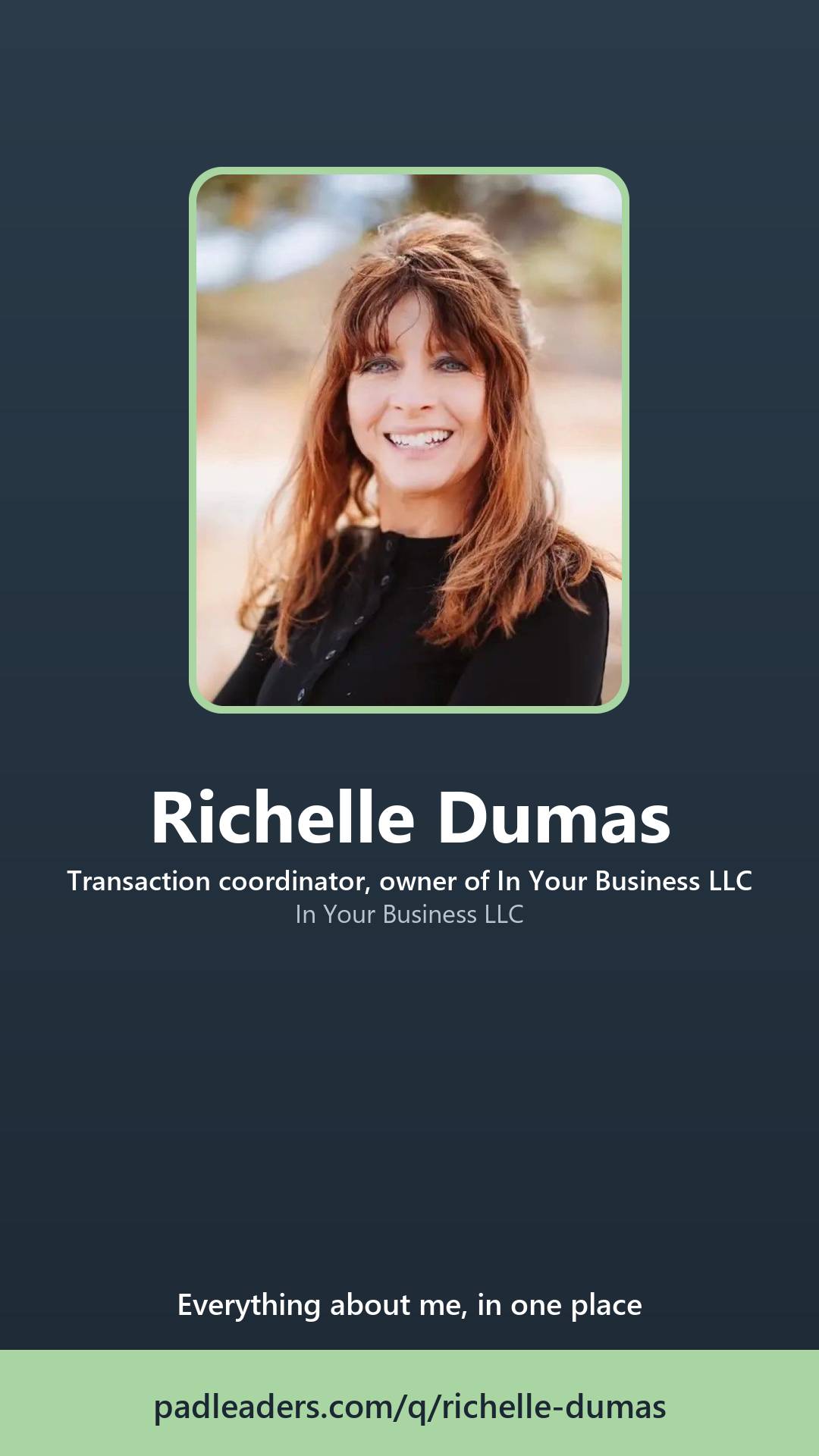Story-size share graphic for Richelle Dumas