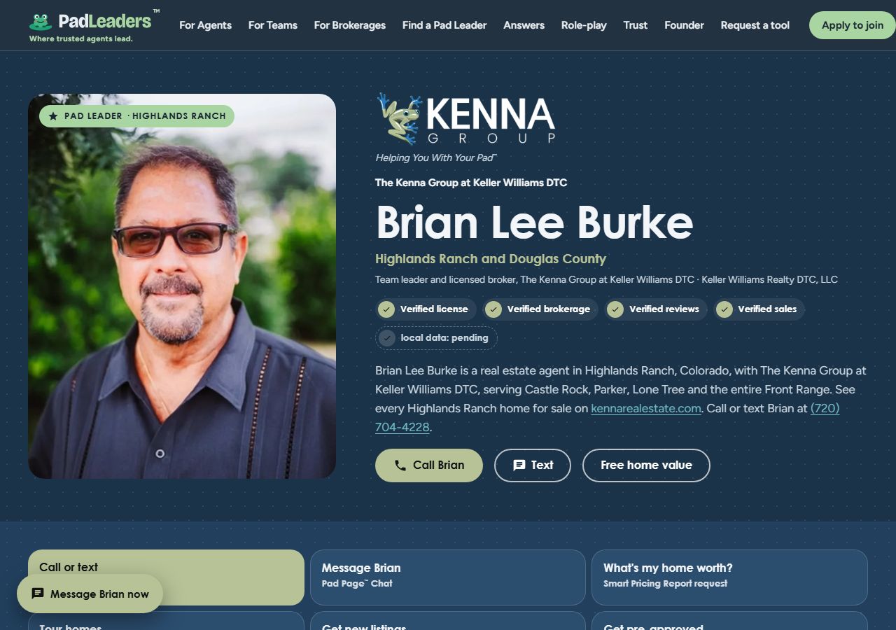 Brian Lee Burke Pad Page in The Kenna Group brand