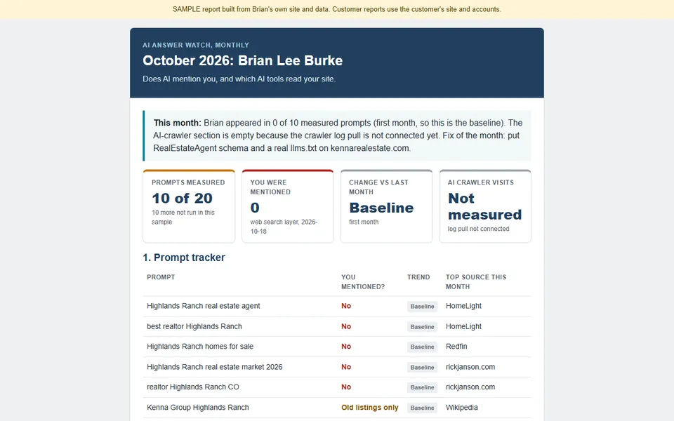 AI Answer Watch: screenshot of a sample we built
