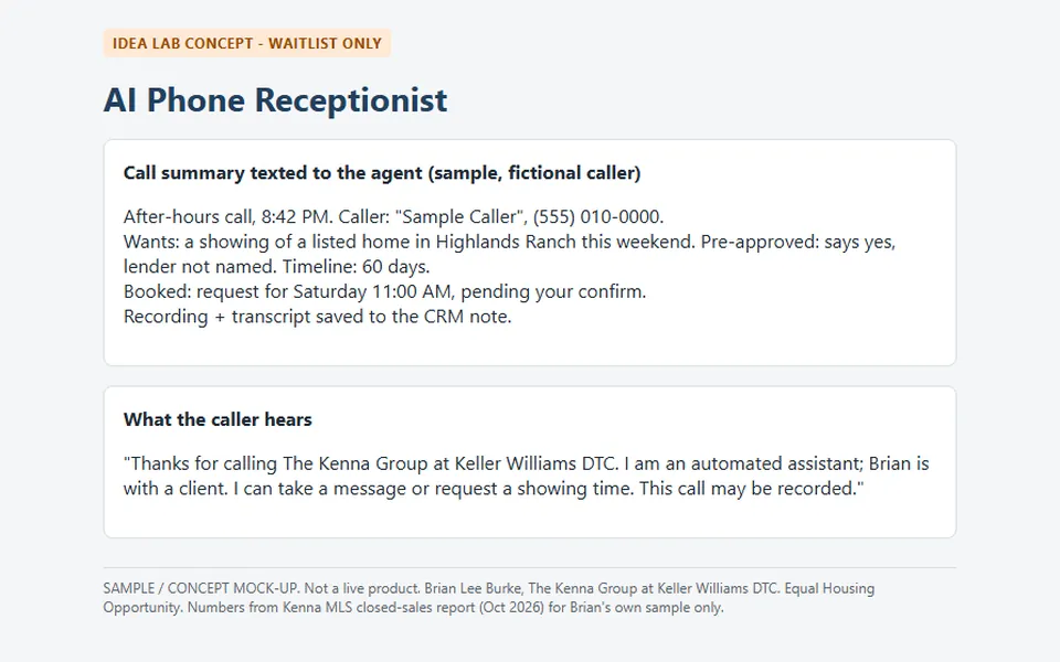 AI Phone Receptionist: screenshot of a sample we built