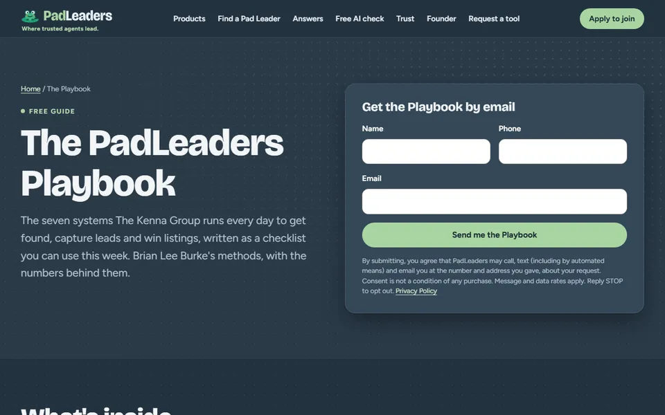 PadLeaders Membership: screenshot of a sample we built
