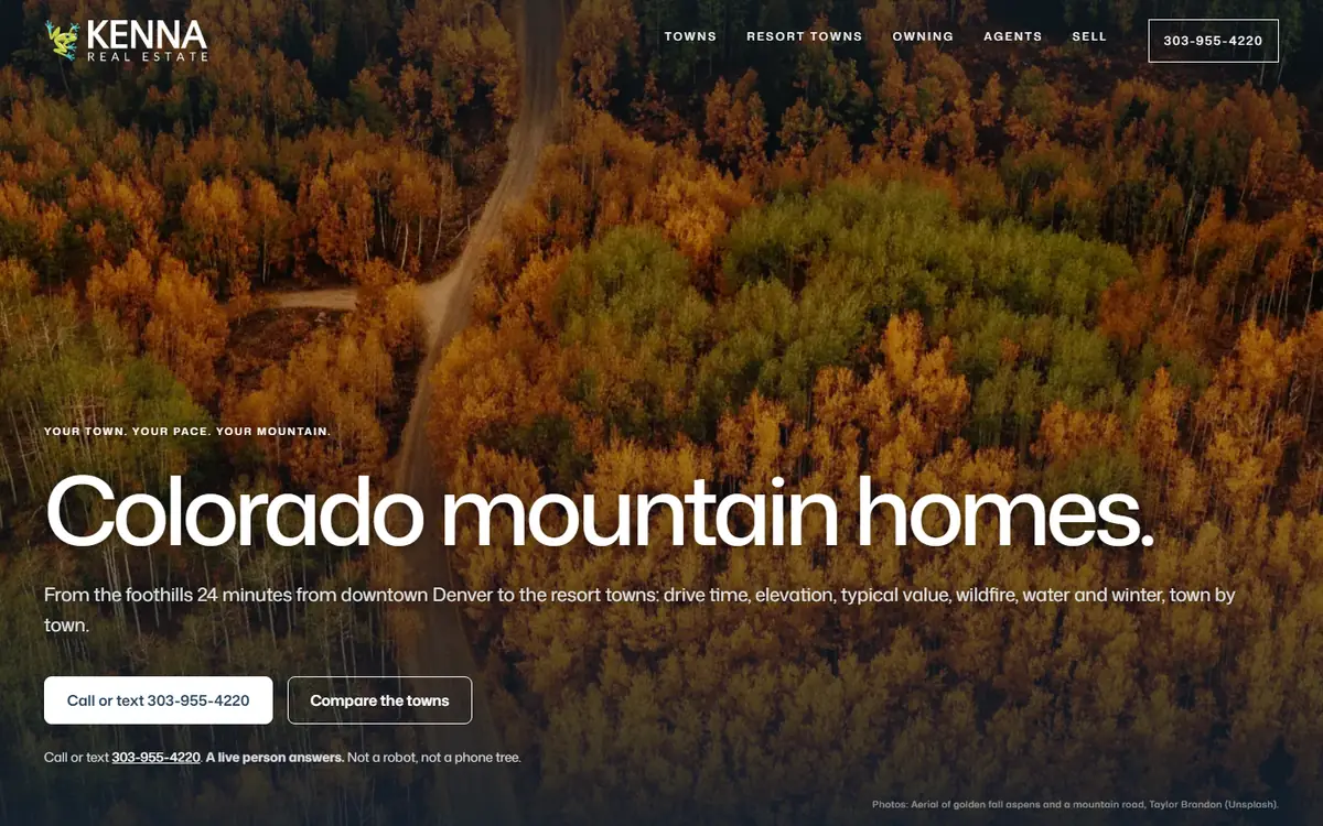 Colorado Mountain Home Finder home page on a desktop browser