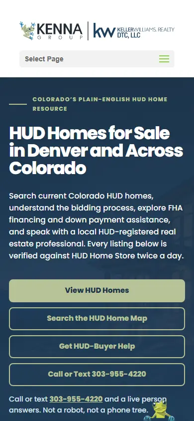 Denver HUD Homes on a phone