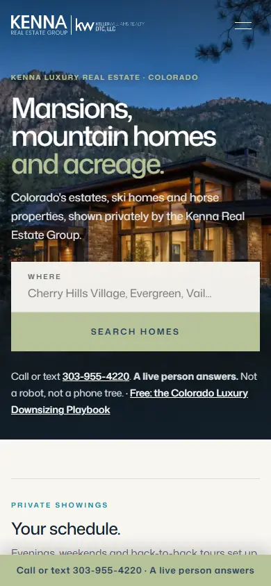 Kenna Luxury Real Estate on a phone